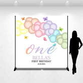 Lofaris Balloon Bautterfly Custom Girl 1st Birthday Backdrop